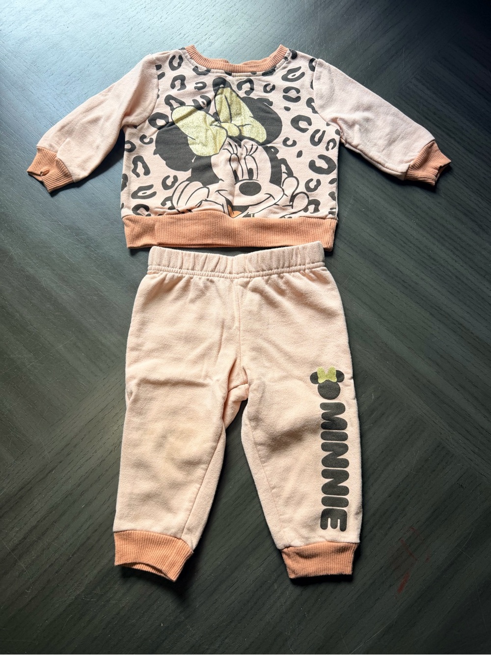 Disney Minnie Mouse Peach & Yellow Girls Sweatshirt and Jogger Set